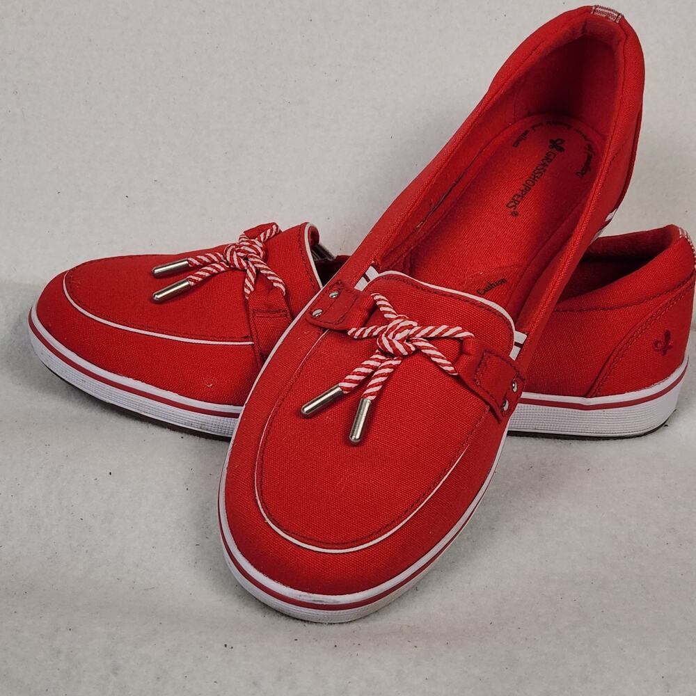 Grasshopper by Keds Fabric Red And White Slip On Comfort Shoes Women's Size 8M